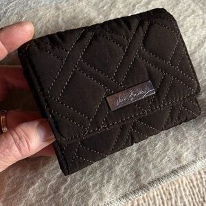 Vera Bradley Quilted Brown Wallet Card Holder Change purse EUC